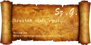 Szvitek Györgyi névjegykártya